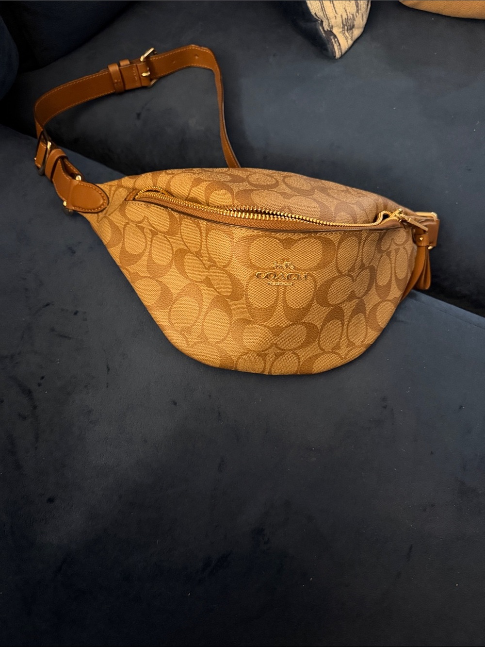 Coach Monogram Belt Bag in Caramel Brown with Gold Hardware